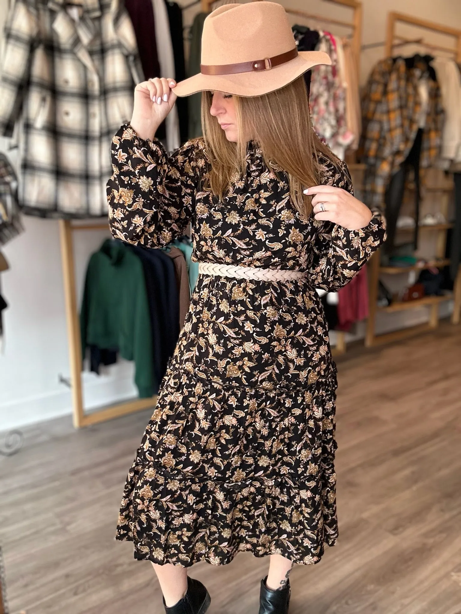 Black Paisley Printed Dress