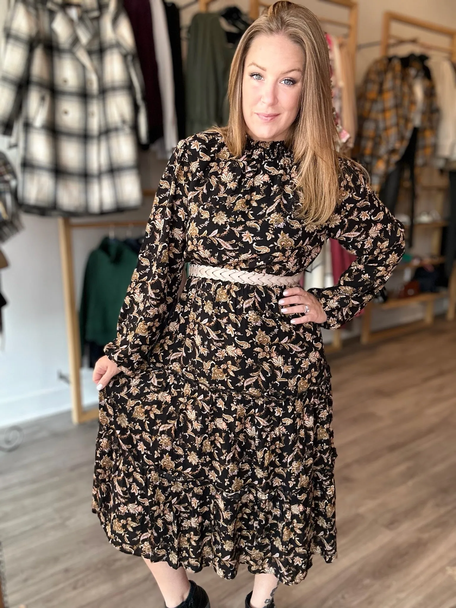 Black Paisley Printed Dress