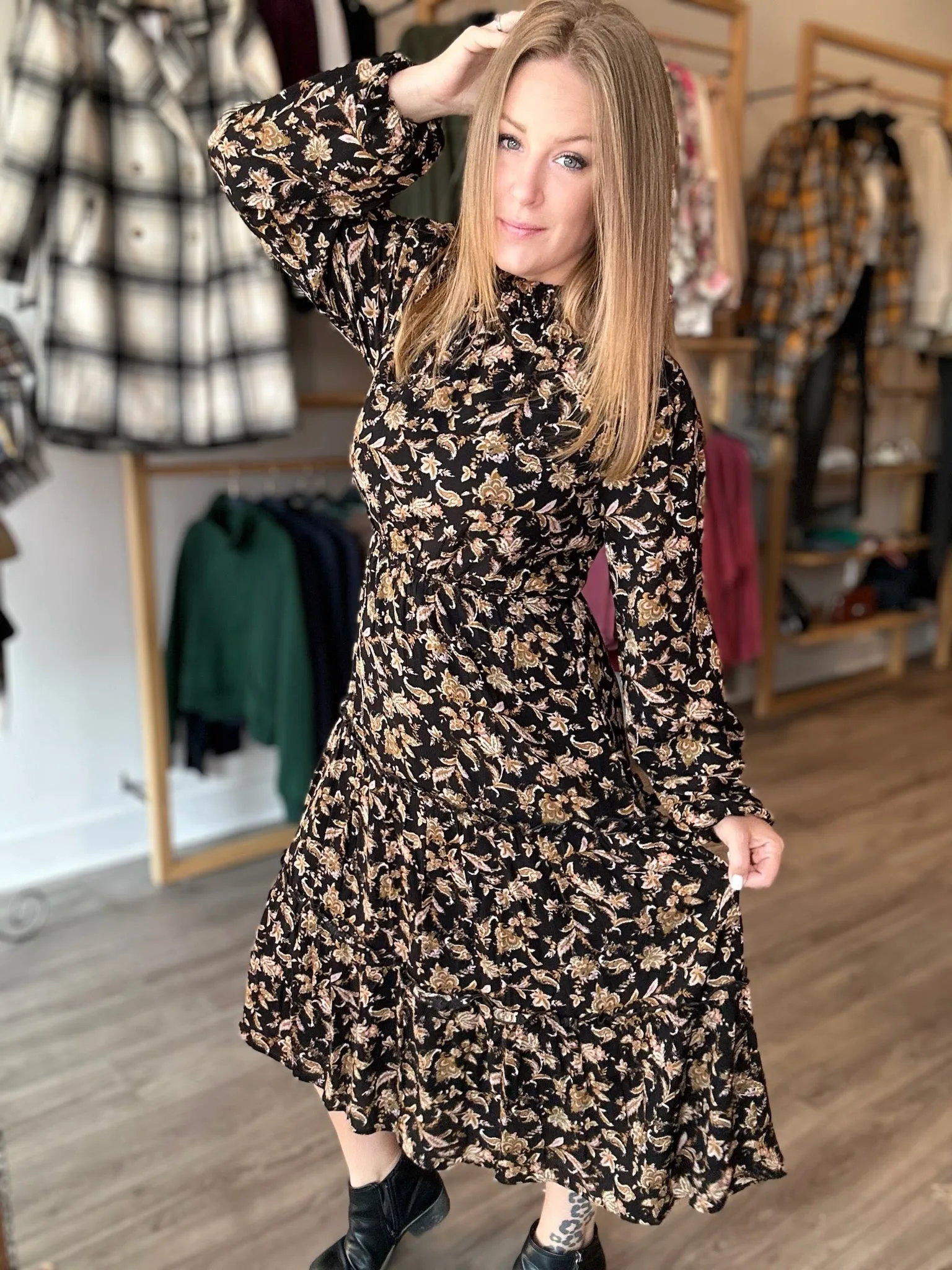 Black Paisley Printed Dress