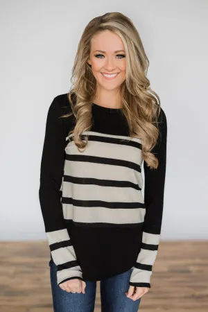 Black Striped Beauty Long Sleeve Top