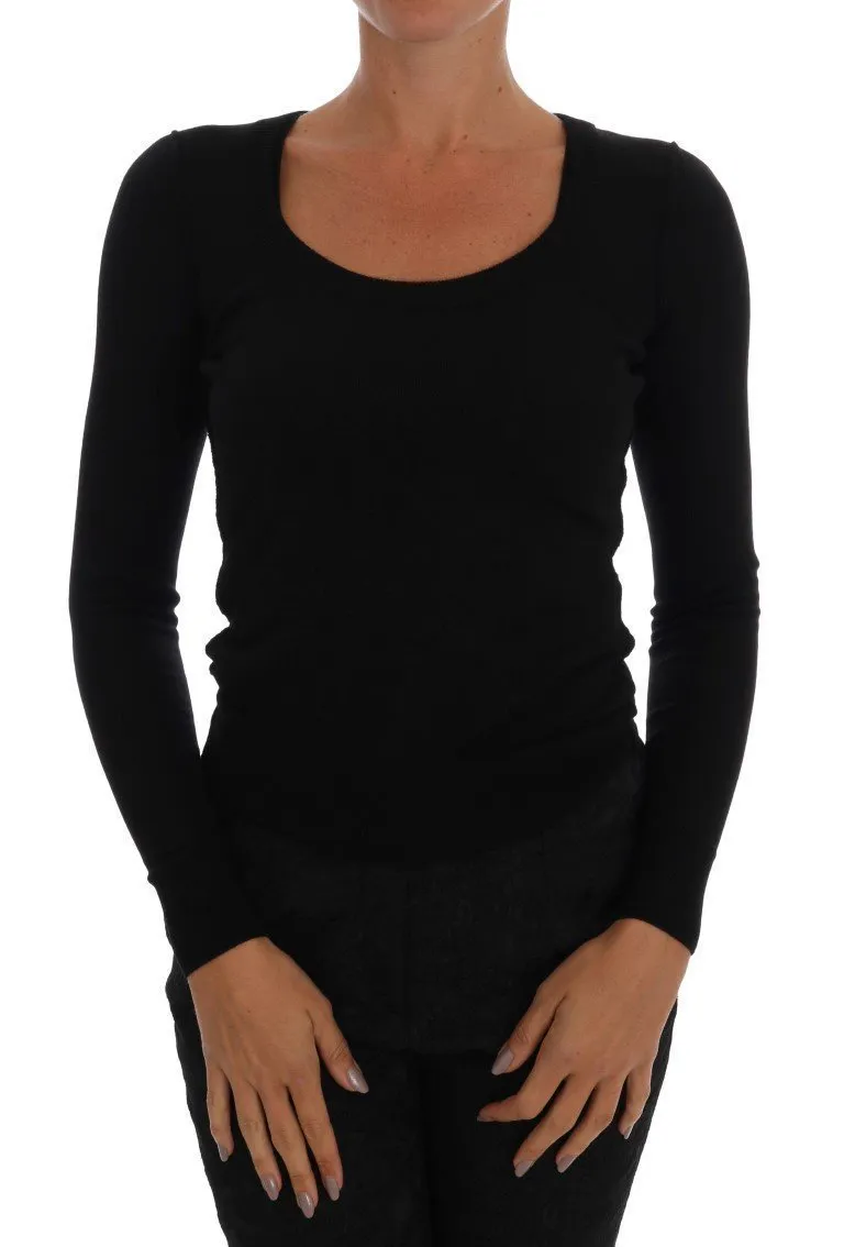 Black Wool Knit Pullover Sweater