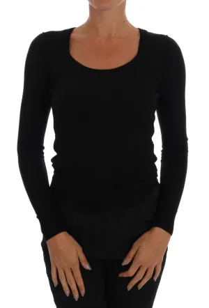 Black Wool Knit Pullover Sweater
