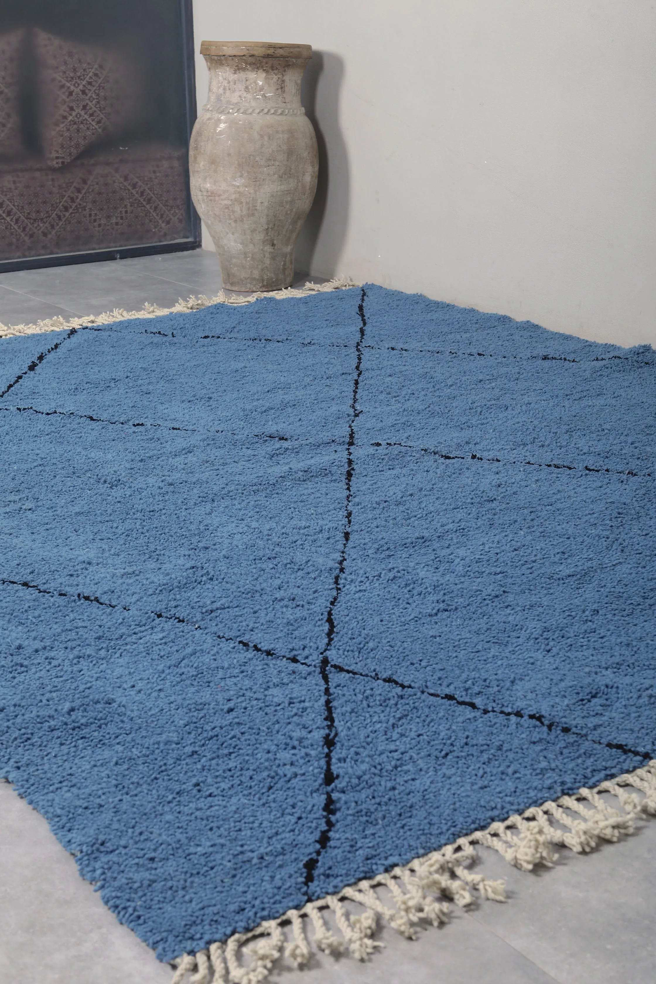 Blue Moroccan rug Beni ourain - Handmade Custom rug