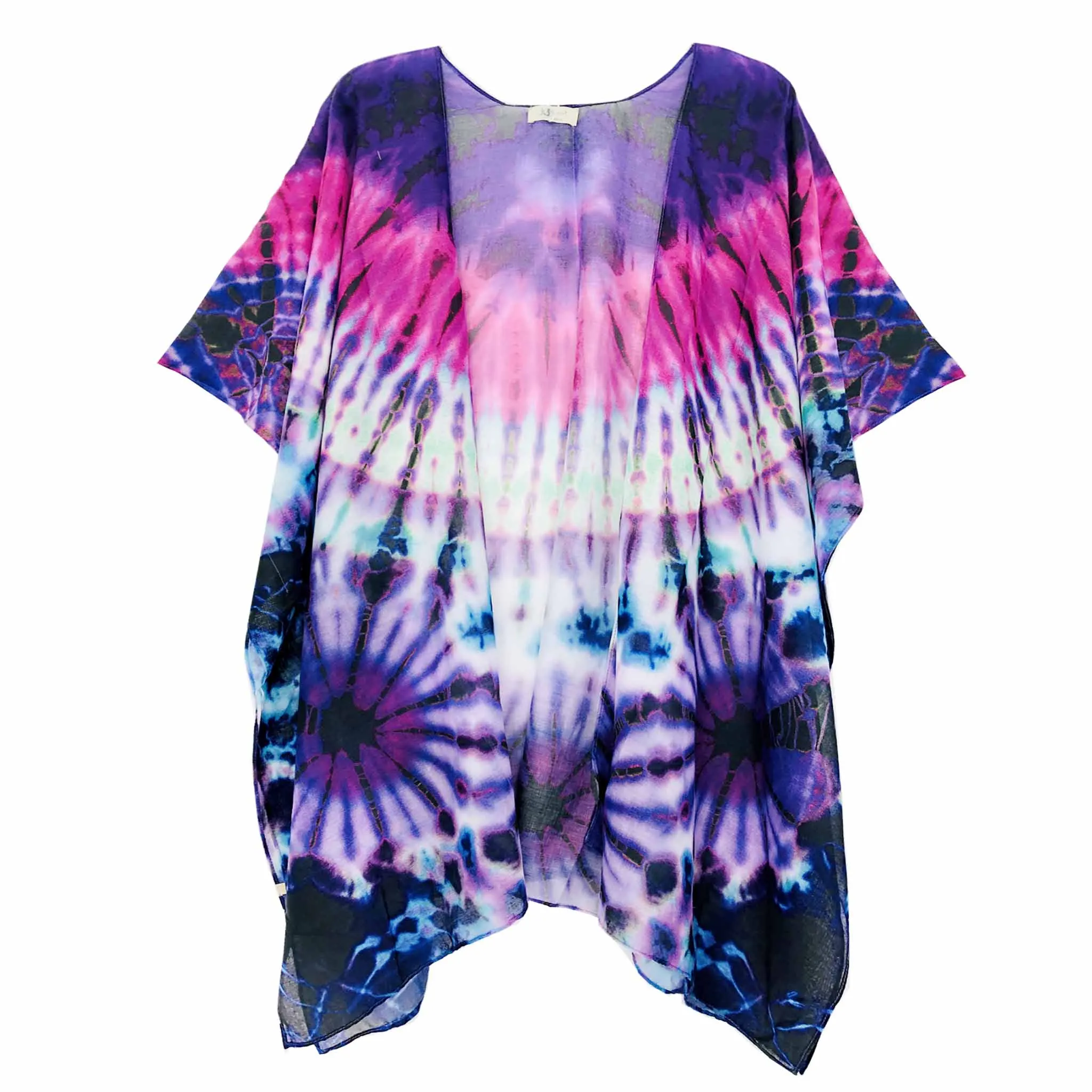 Blue Purple Tie Dye Sheer Kimono