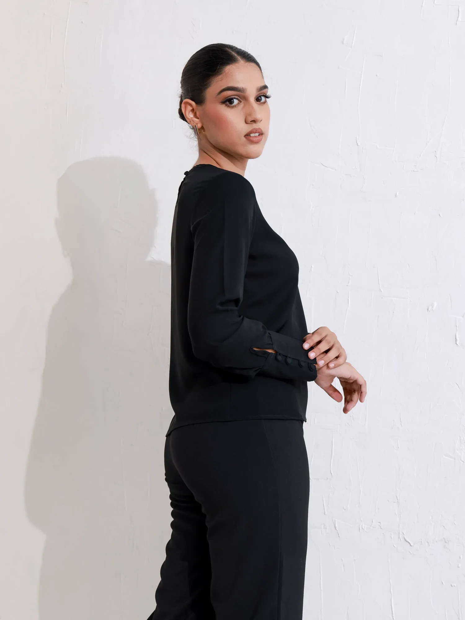 Boat Neck Long Sleeve Top