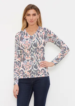 Boho Paisley (8054) ~ Butterknit Long Sleeve V-Neck Top
