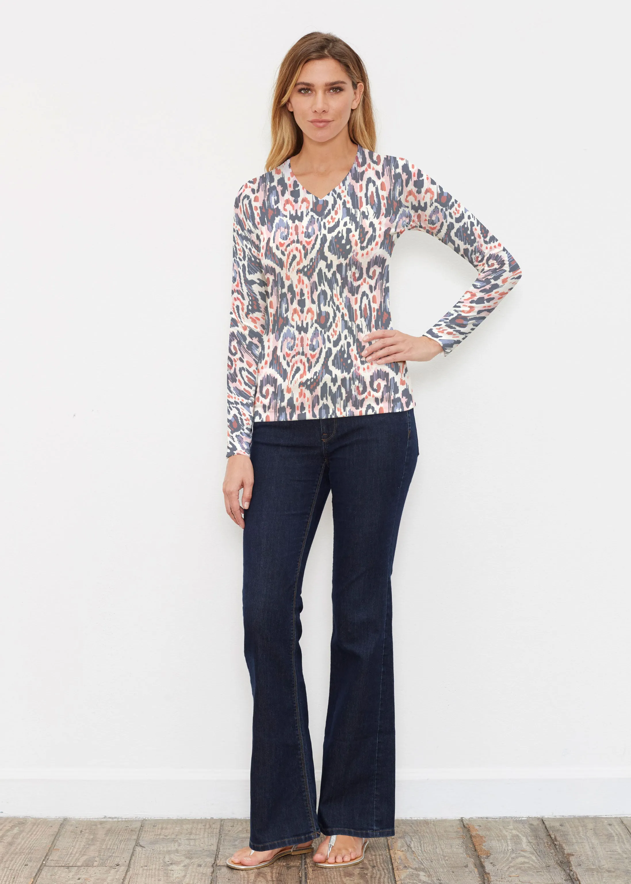 Boho Paisley (8054) ~ Butterknit Long Sleeve V-Neck Top