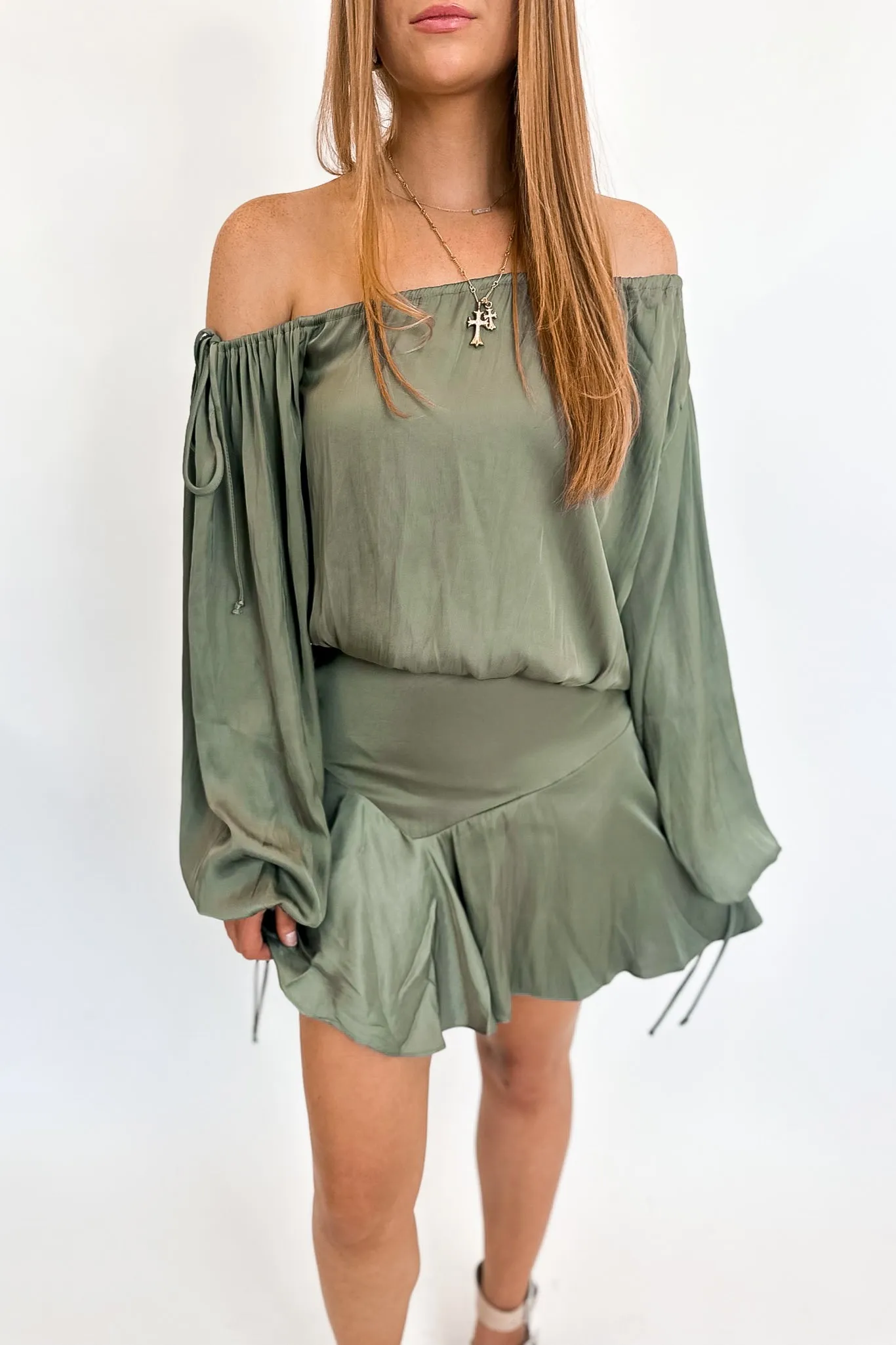 Brooklyn Long Sleeve Dress Olive- FINAL SALE