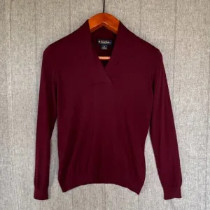 Brooks Brothers Burgundy Red Silk Cashmere Blend Shawl Collar Sweater Size M