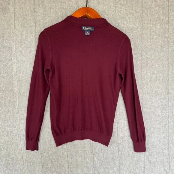 Brooks Brothers Burgundy Red Silk Cashmere Blend Shawl Collar Sweater Size M