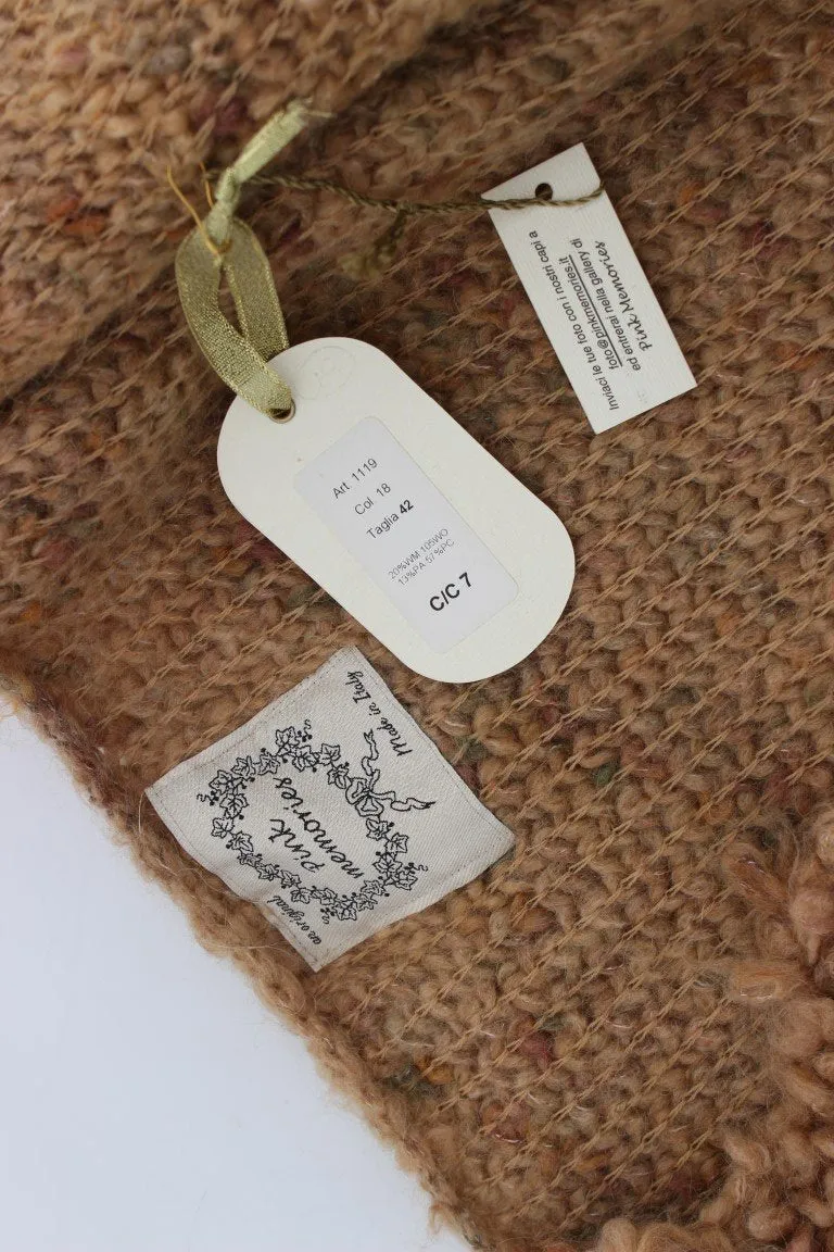 Brown Wool Blend Long Cape Sweater