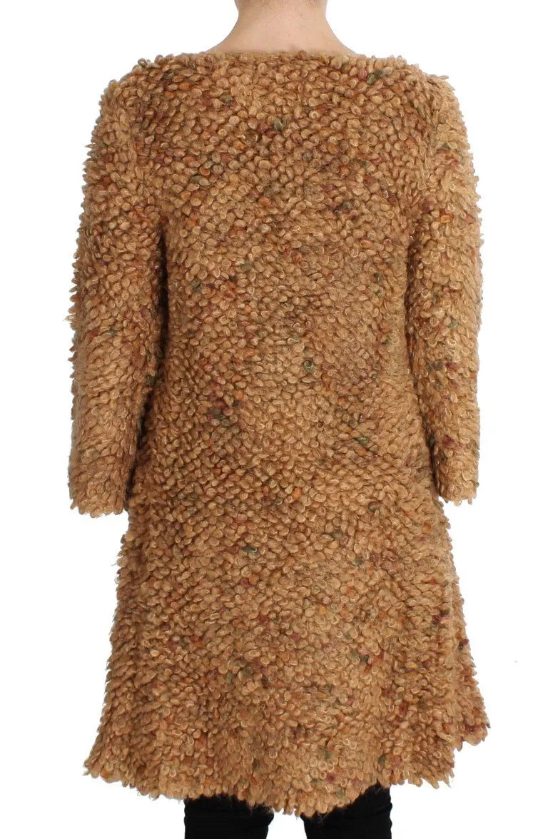 Brown Wool Blend Long Cape Sweater