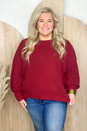 Burgundy Cable Knit Long Sleeve Sweater *Final Sale*