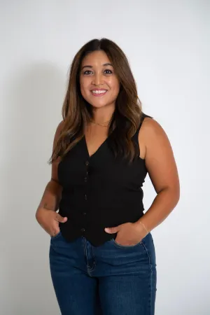 Button Down Vest (Black)