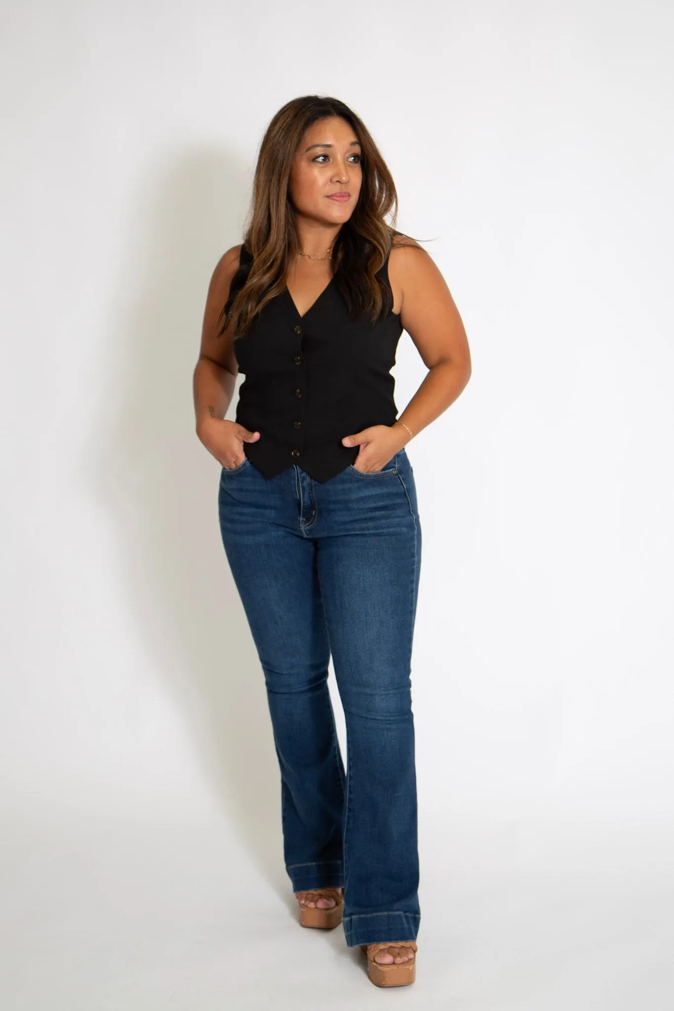 Button Down Vest (Black)