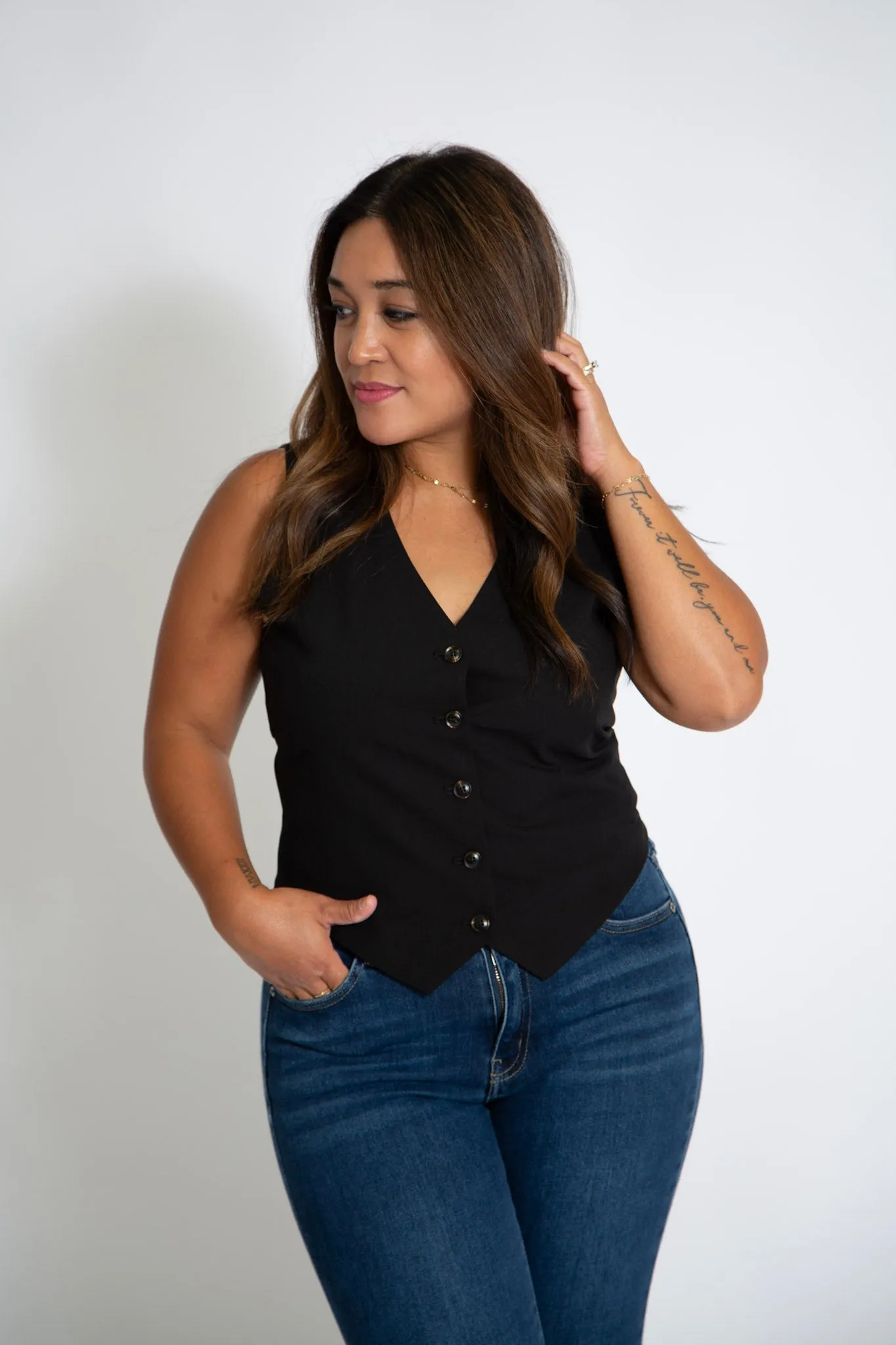 Button Down Vest (Black)