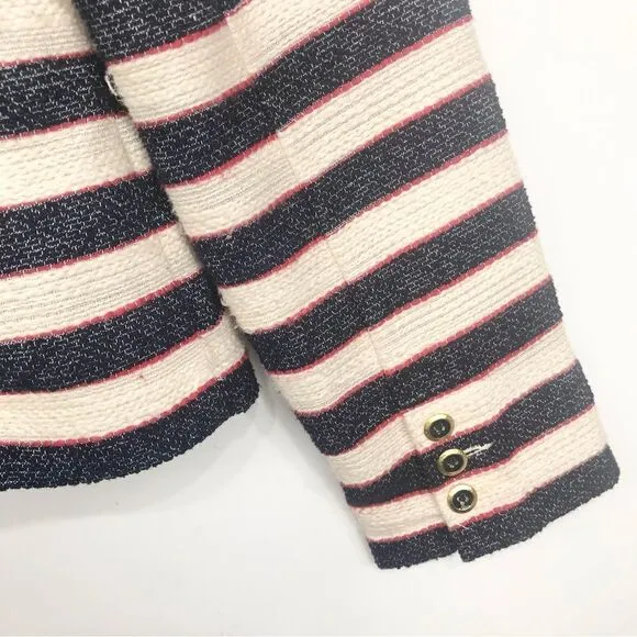 Cabi 5094 Navy Red Cream Nautical Stripe Double Breasted Cruise Blazer Jacket