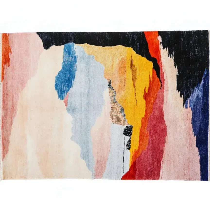 Calming Colors Easy Viscose Hand Knotted Wool Rug