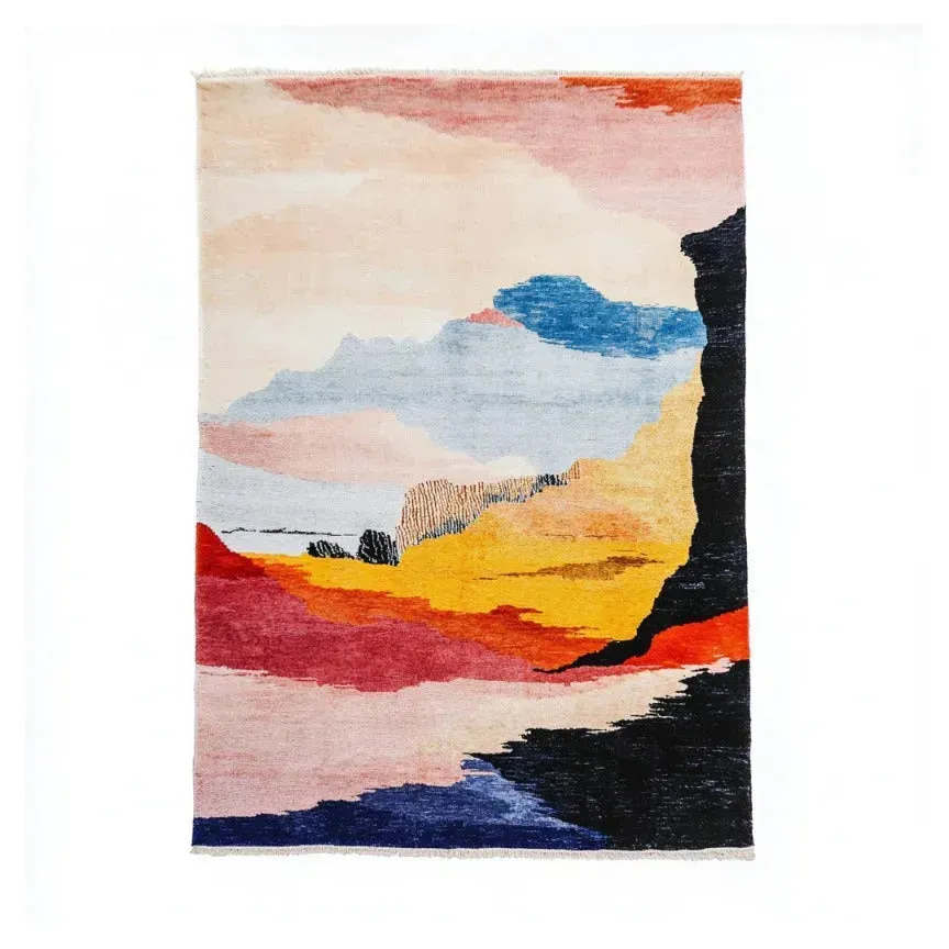 Calming Colors Easy Viscose Hand Knotted Wool Rug