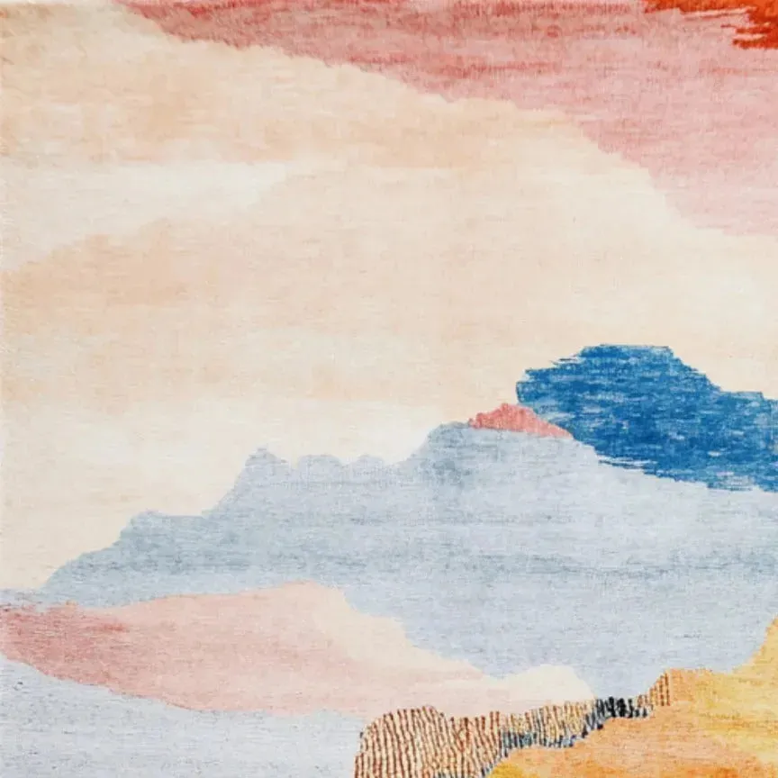 Calming Colors Easy Viscose Hand Knotted Wool Rug
