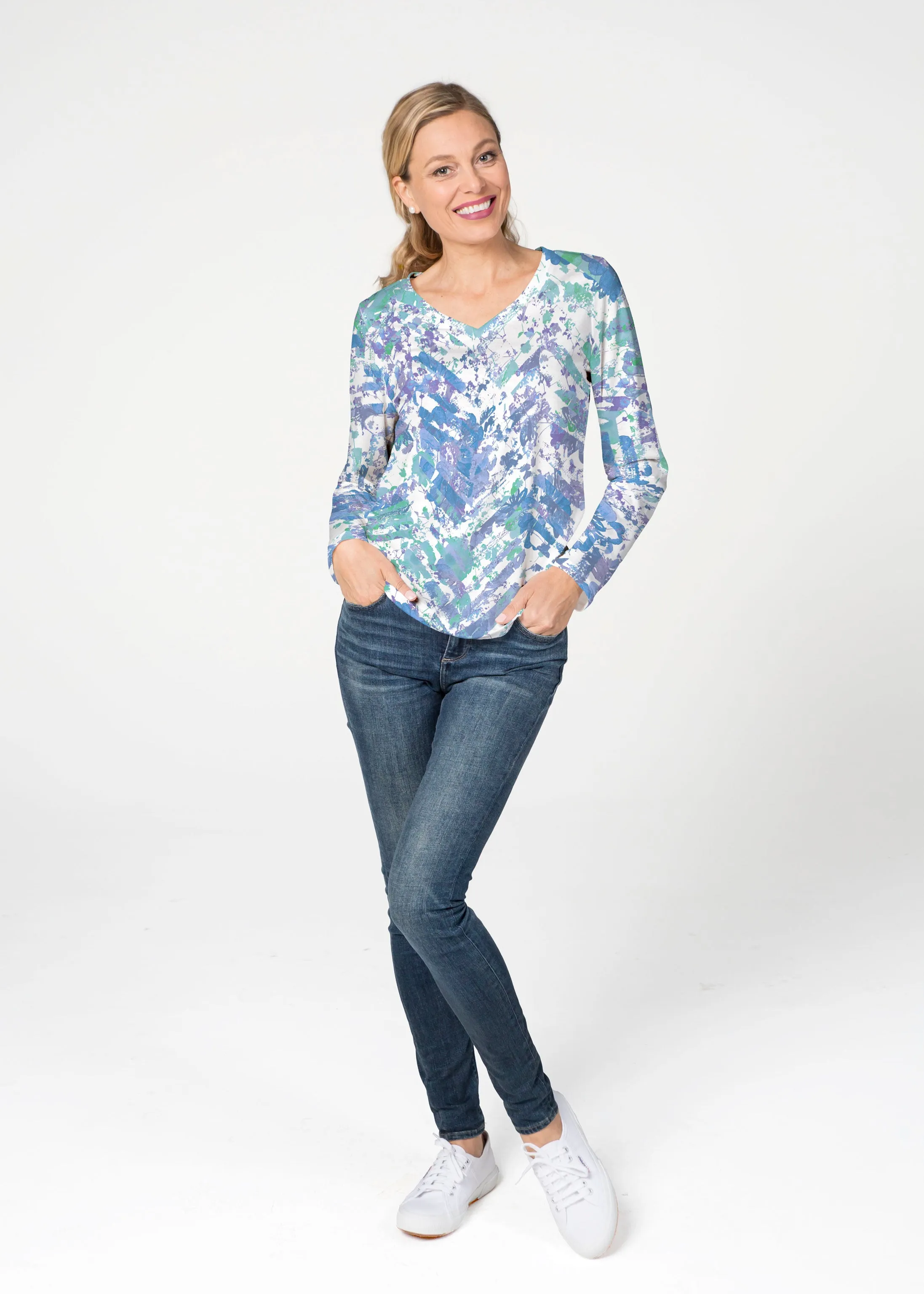 Capizee (16231) ~ French Terry V-neck Top