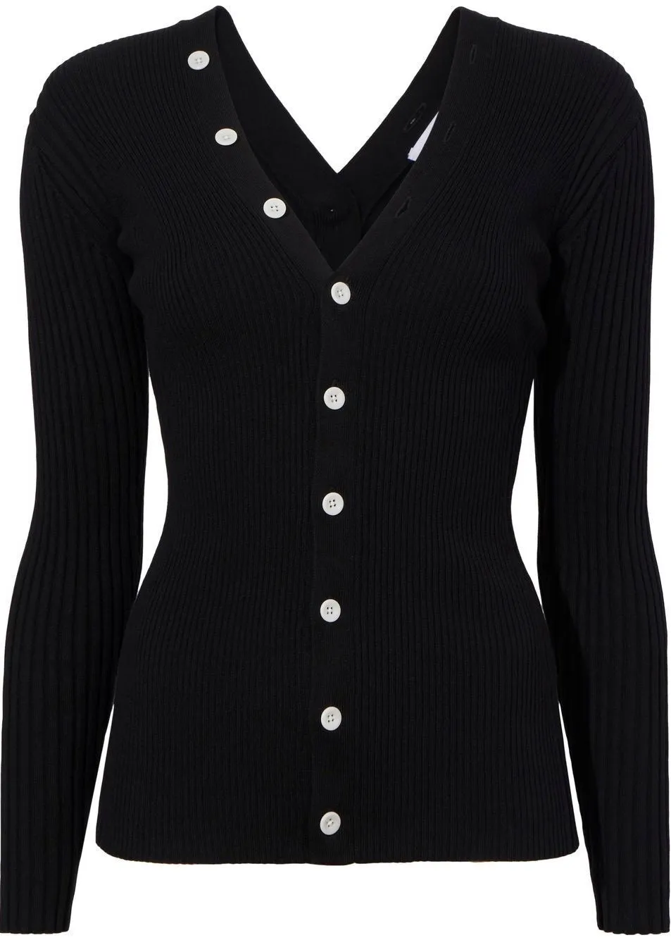 Cardigan With Neckline Cut Outs (Black)