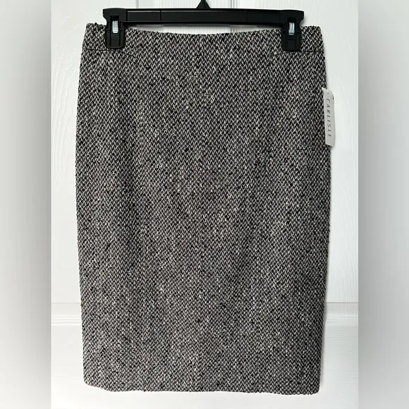 Carlisle Black and White Wool Tweed Pencil Skirt Size 2 NWT