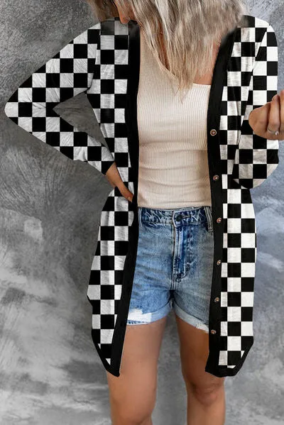 Caroline Plaid Button Up Long Sleeve Cover Up