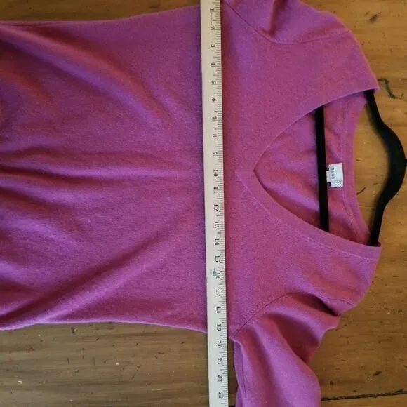 Caslon 100% Cashmere V Neck Sweater, lightweight, Mauve Pink, Size Large