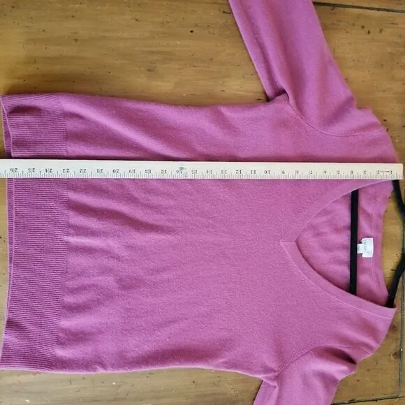 Caslon 100% Cashmere V Neck Sweater, lightweight, Mauve Pink, Size Large