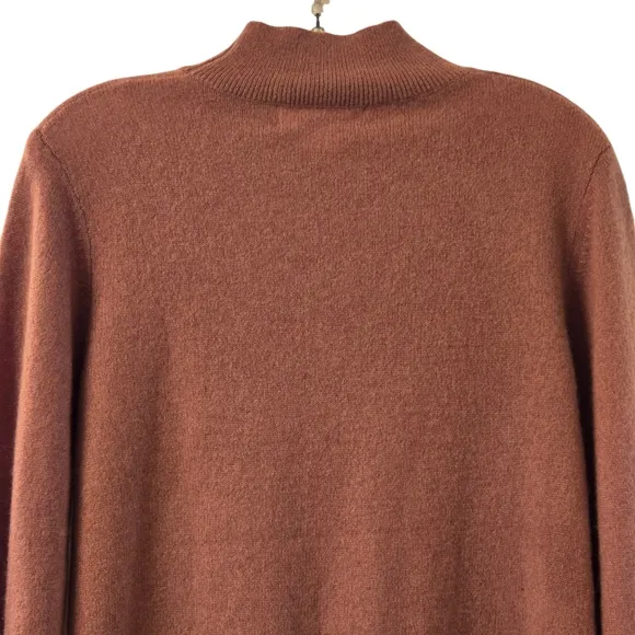 Catherine Malandrino Cashmere Sweater Puff Sleeve Twist Front Chestnut Brown M