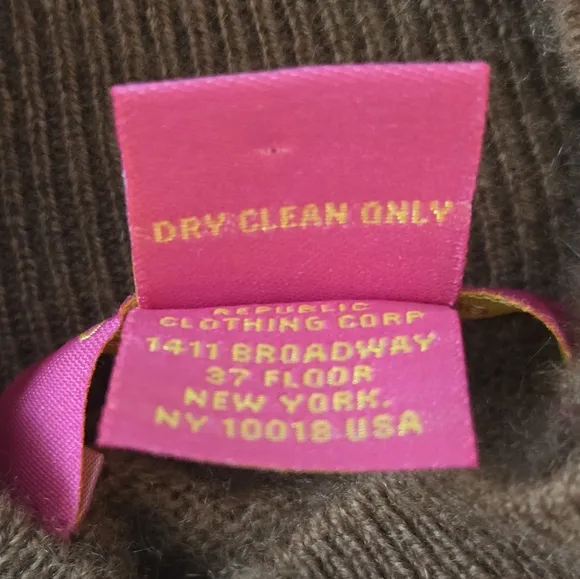 Catherine Malandrino Cashmere Sweater Puff Sleeve Twist Front Chestnut Brown M