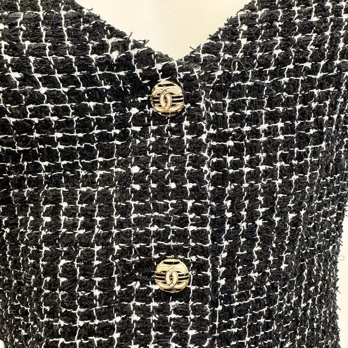 Chanel 2021 Tweed Sleeveless V-neck Dress