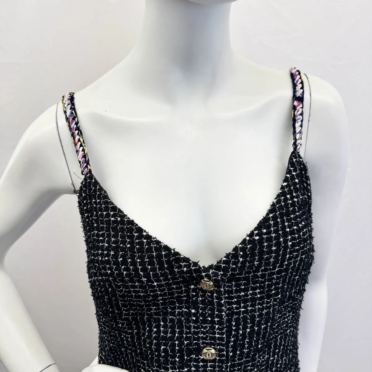 Chanel 2021 Tweed Sleeveless V-neck Dress