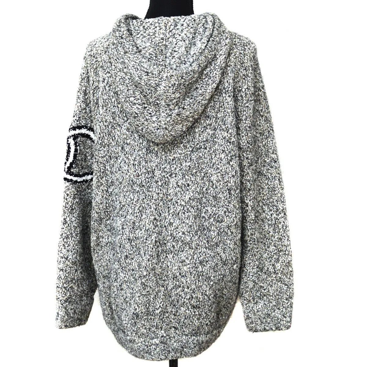 CHANEL CC Penguin Logos Long Sleeve One Piece Dress Gray Black 02902