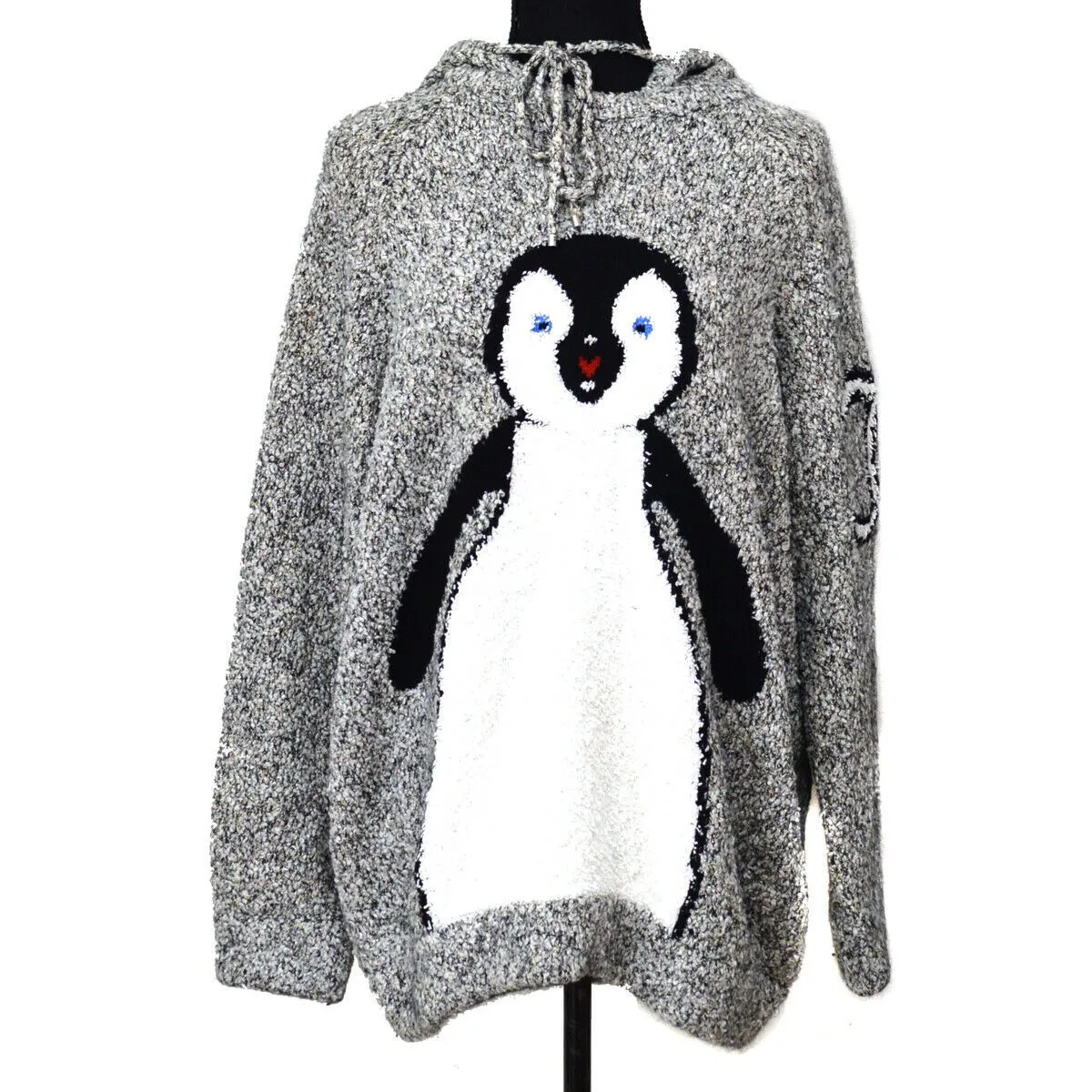 CHANEL CC Penguin Logos Long Sleeve One Piece Dress Gray Black 02902
