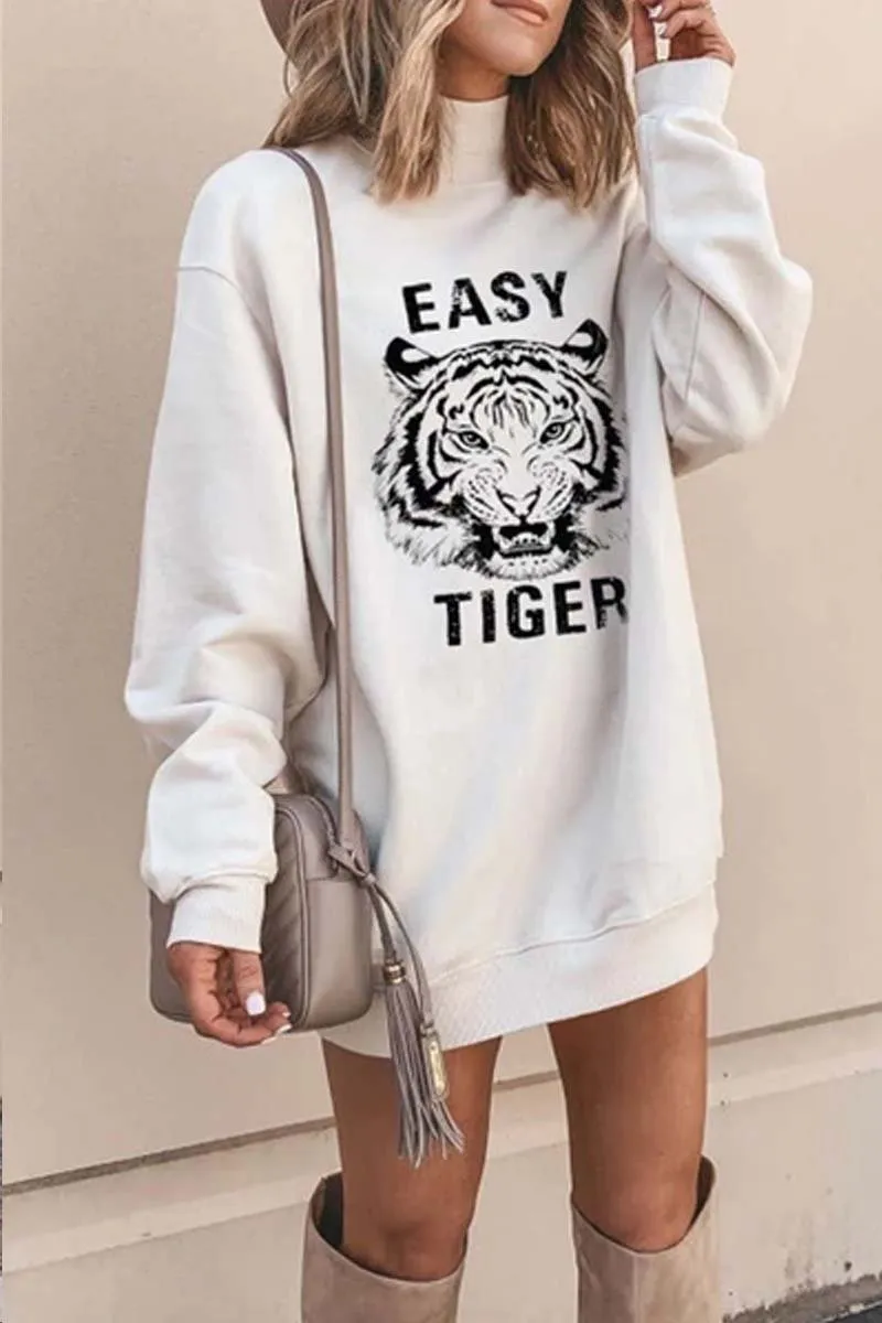 Chicindress Tiger Printed White Mini Dress (2 Colors)