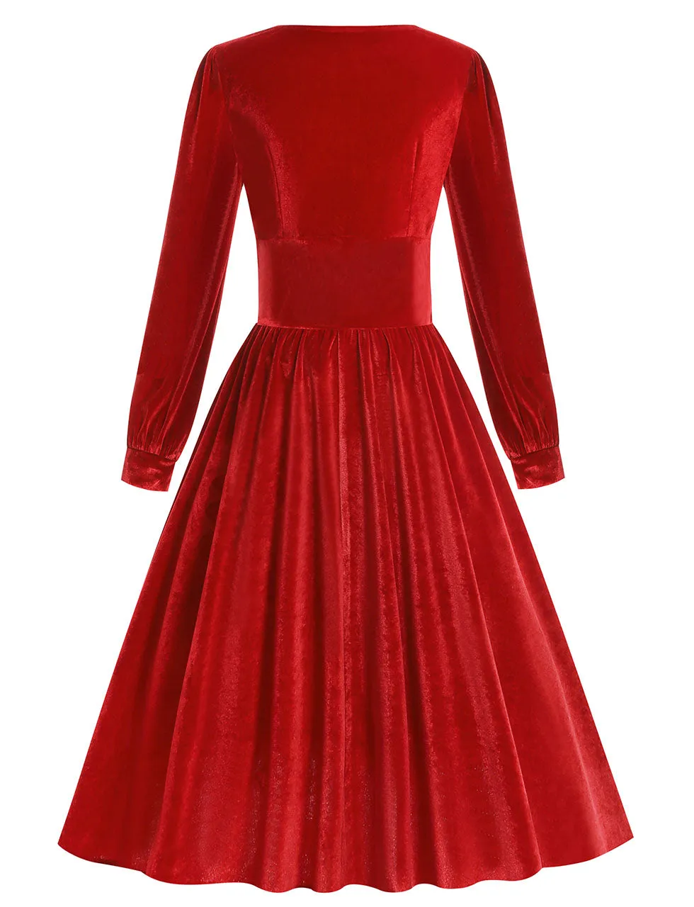 Christmas Green Square Collar Long Sleeve Velvet 1950S Vintage Swing Dress