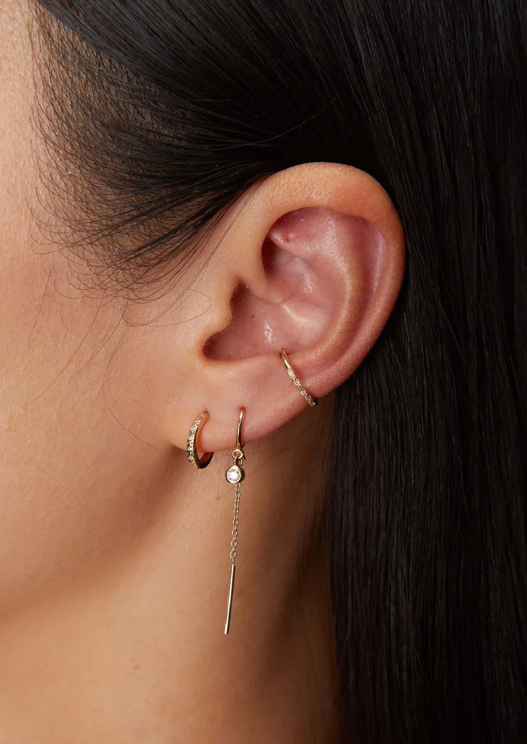 classic diamond threader in gold single - gold