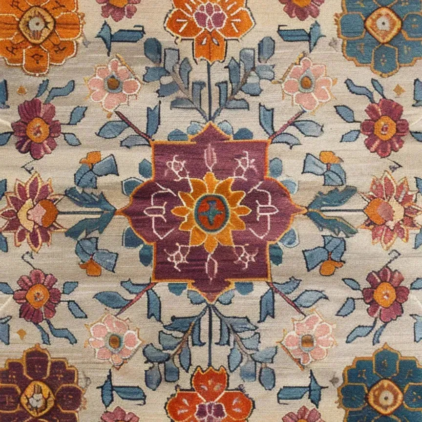 Colorful Crest Medallion Hand Knotted Area Rug