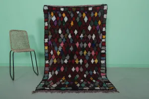 Colorful Moroccan Berber Rug - Handwoven 3.6 X 5.5 Feet | Unique Diamond Pattern