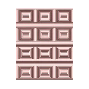Contemporary Eclipse Illusion Hand Tufted Wool Rug - Red
