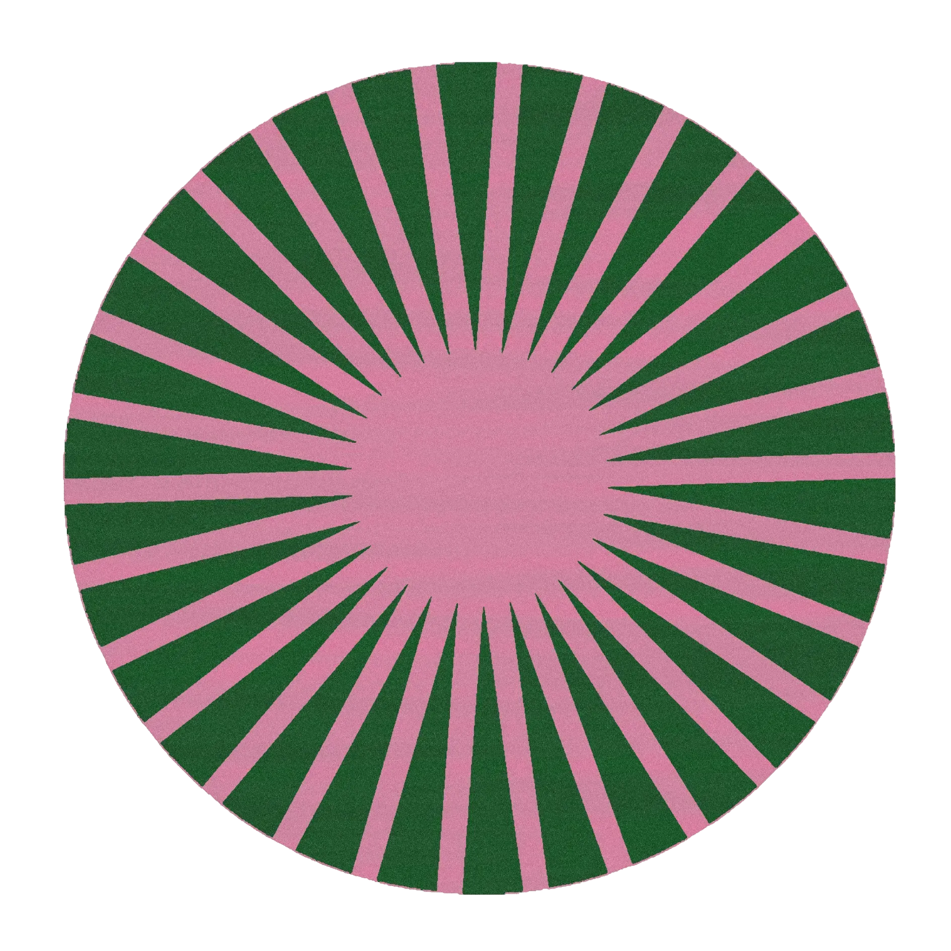 Contemporary Green and Pink Ray Round Hand Tufted Wool Rug