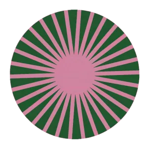Contemporary Green and Pink Ray Round Hand Tufted Wool Rug