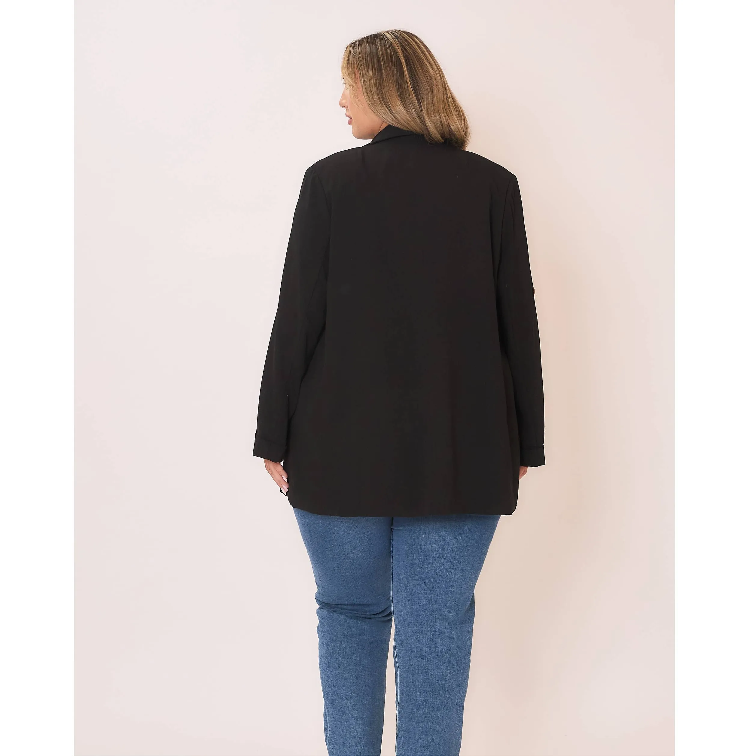 Curvy Blazer with Fold Up Sleeve