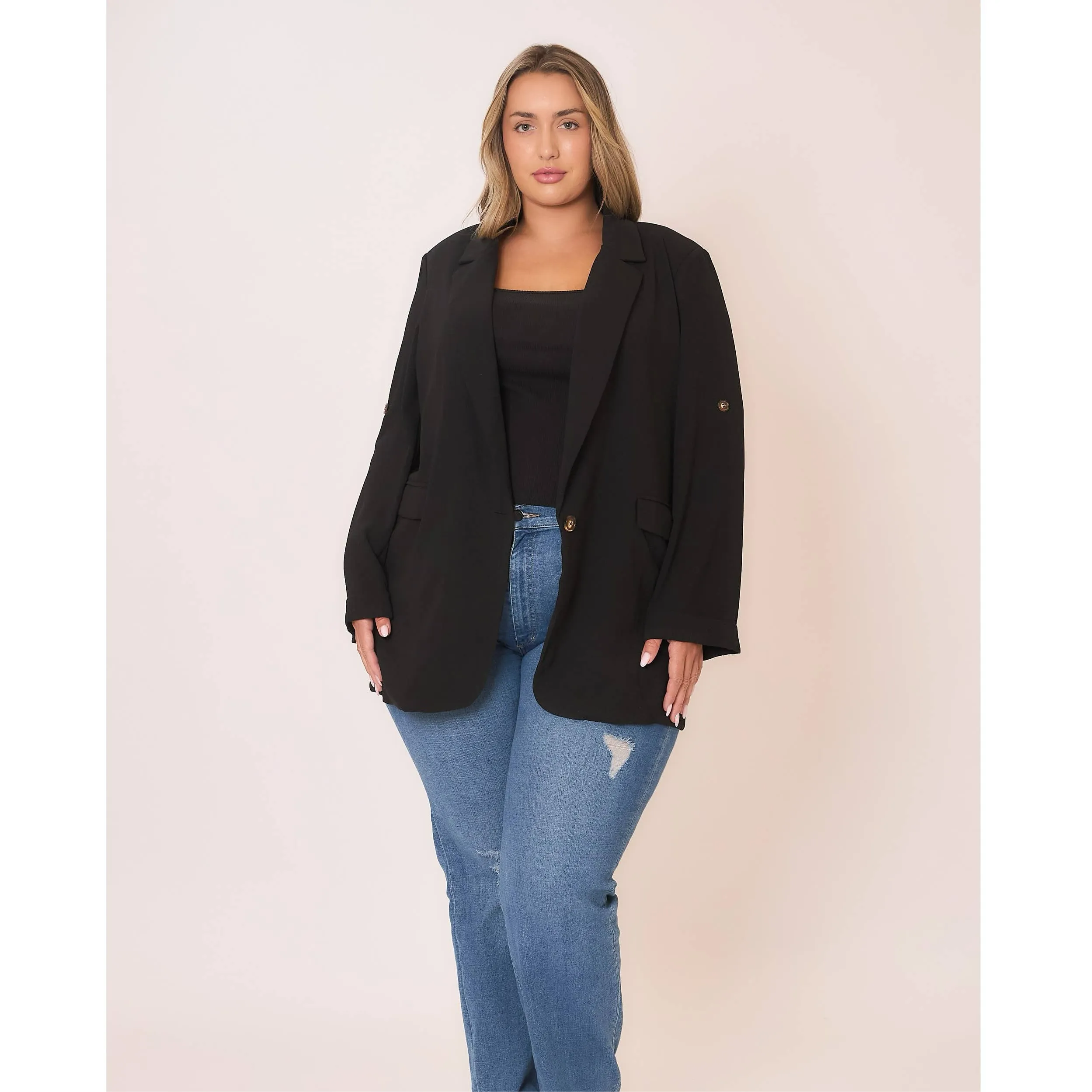Curvy Blazer with Fold Up Sleeve
