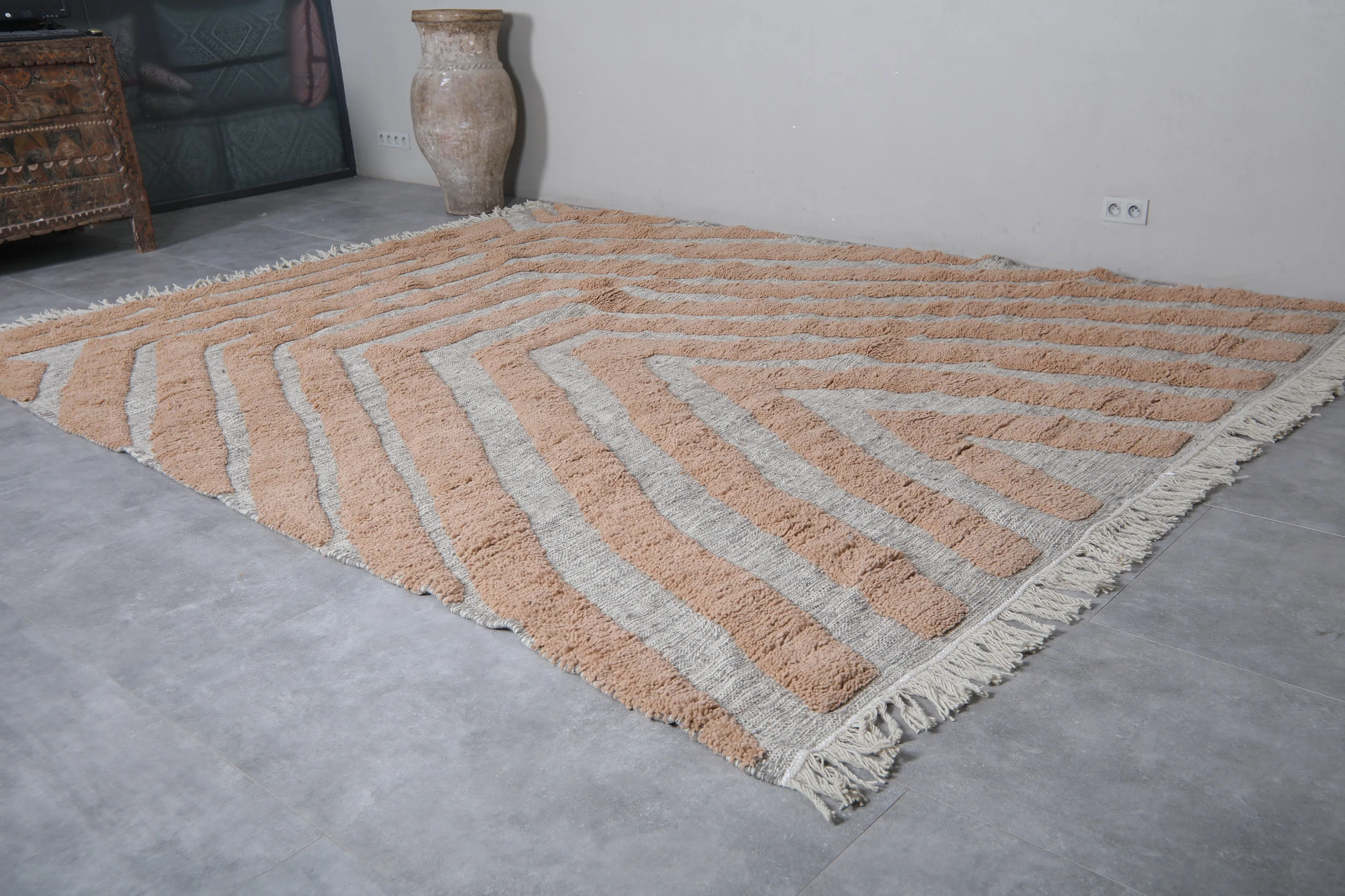 Custom Berber rug Peach - Handmade Beni ourain rug - Morocco rug