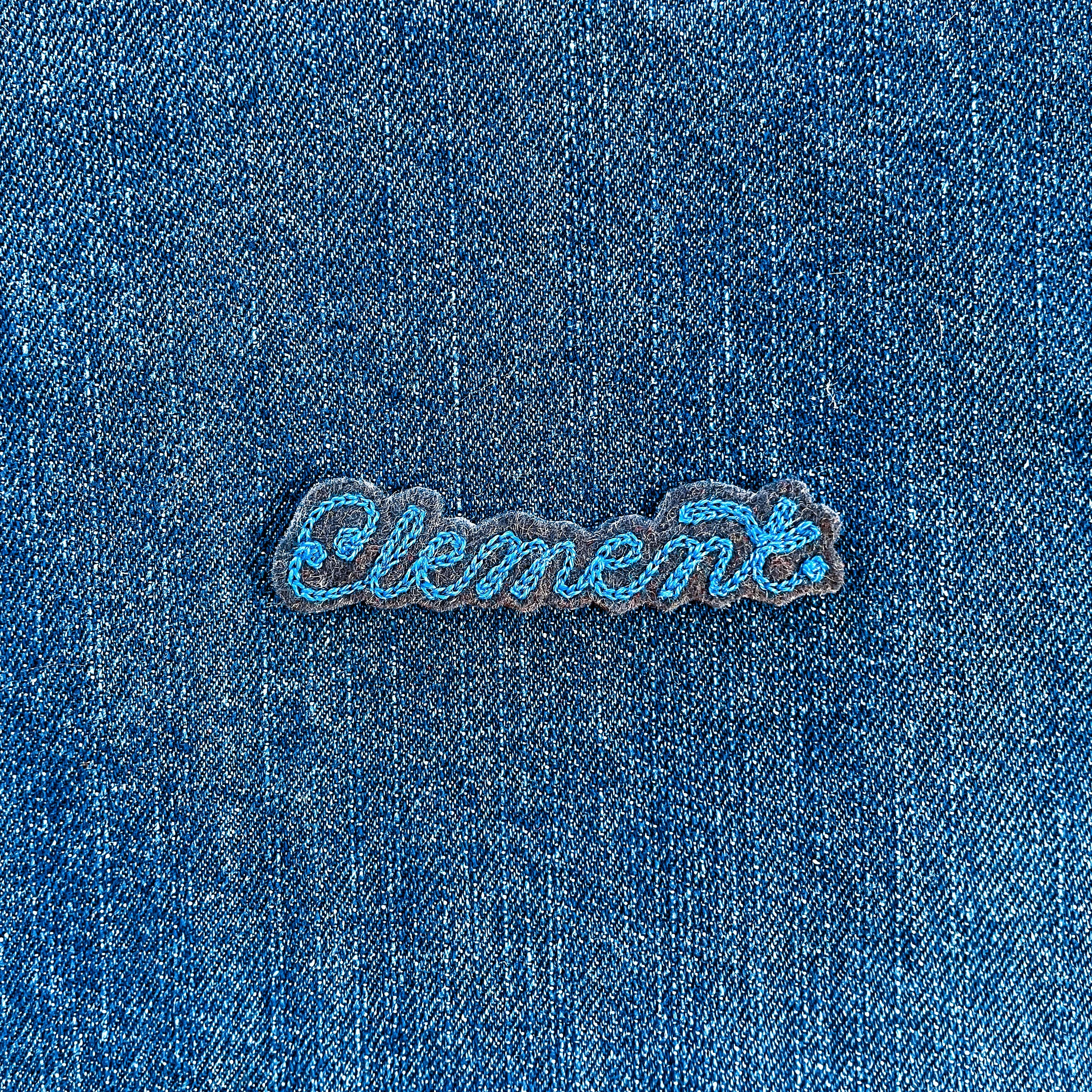 Custom Word Patch - Blue on Grey
