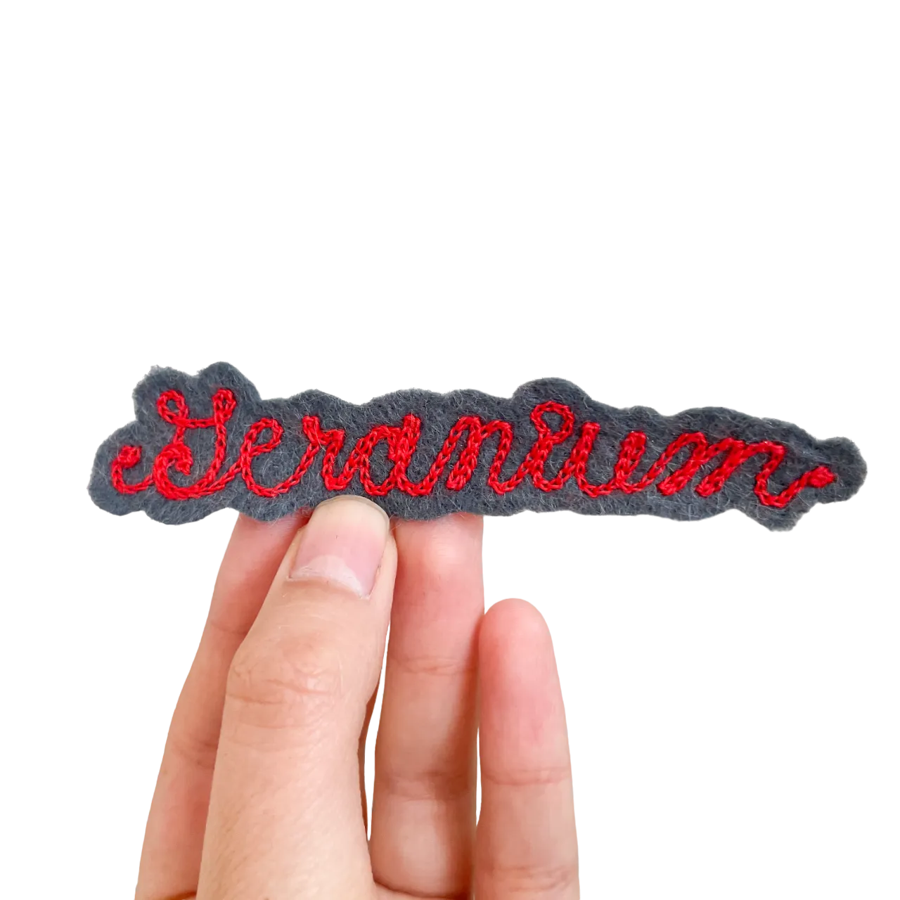 Custom Word Patch - Red on Grey