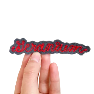 Custom Word Patch - Red on Grey